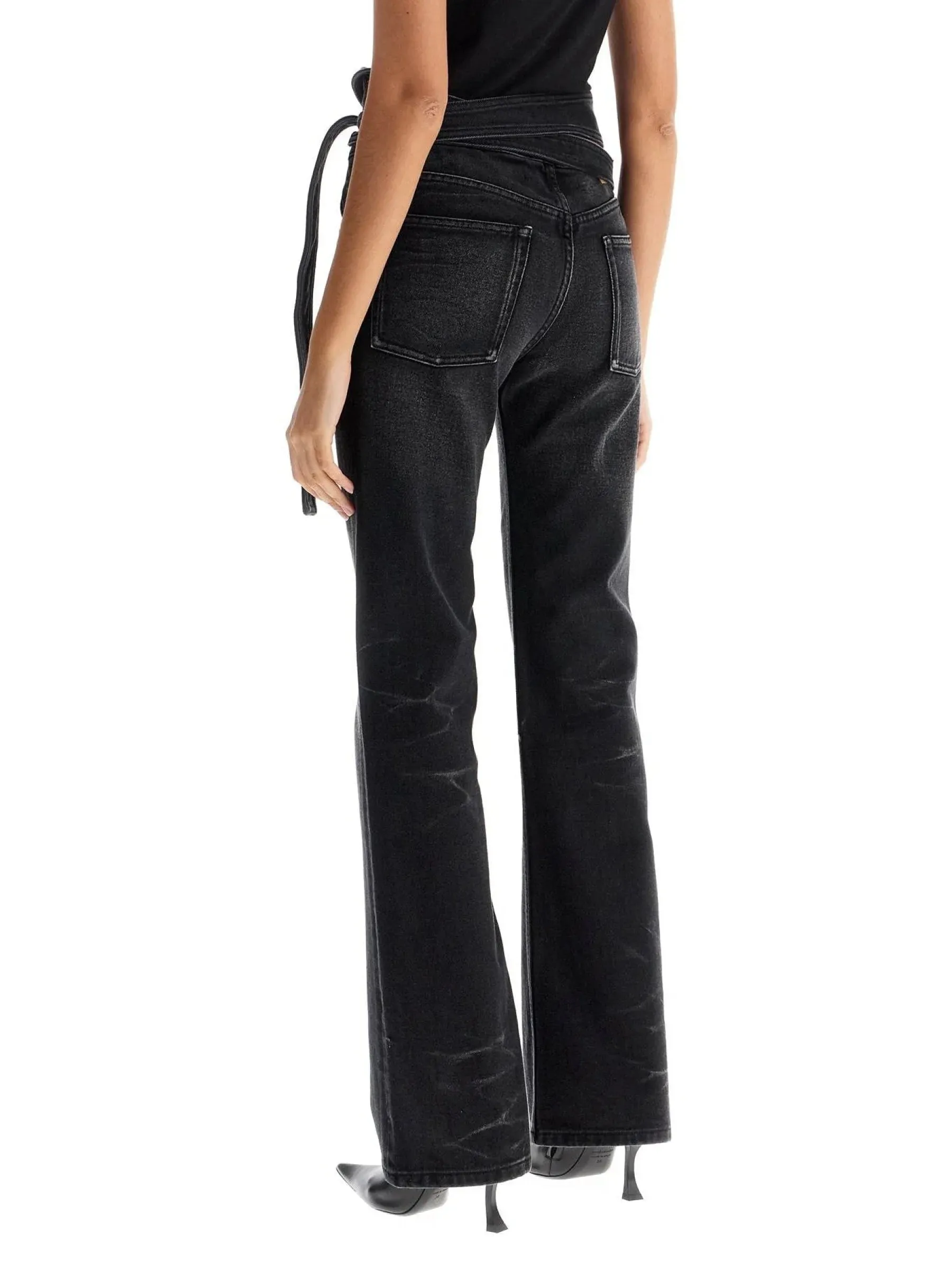 Criss-Cross Bootcut Denim Jeans