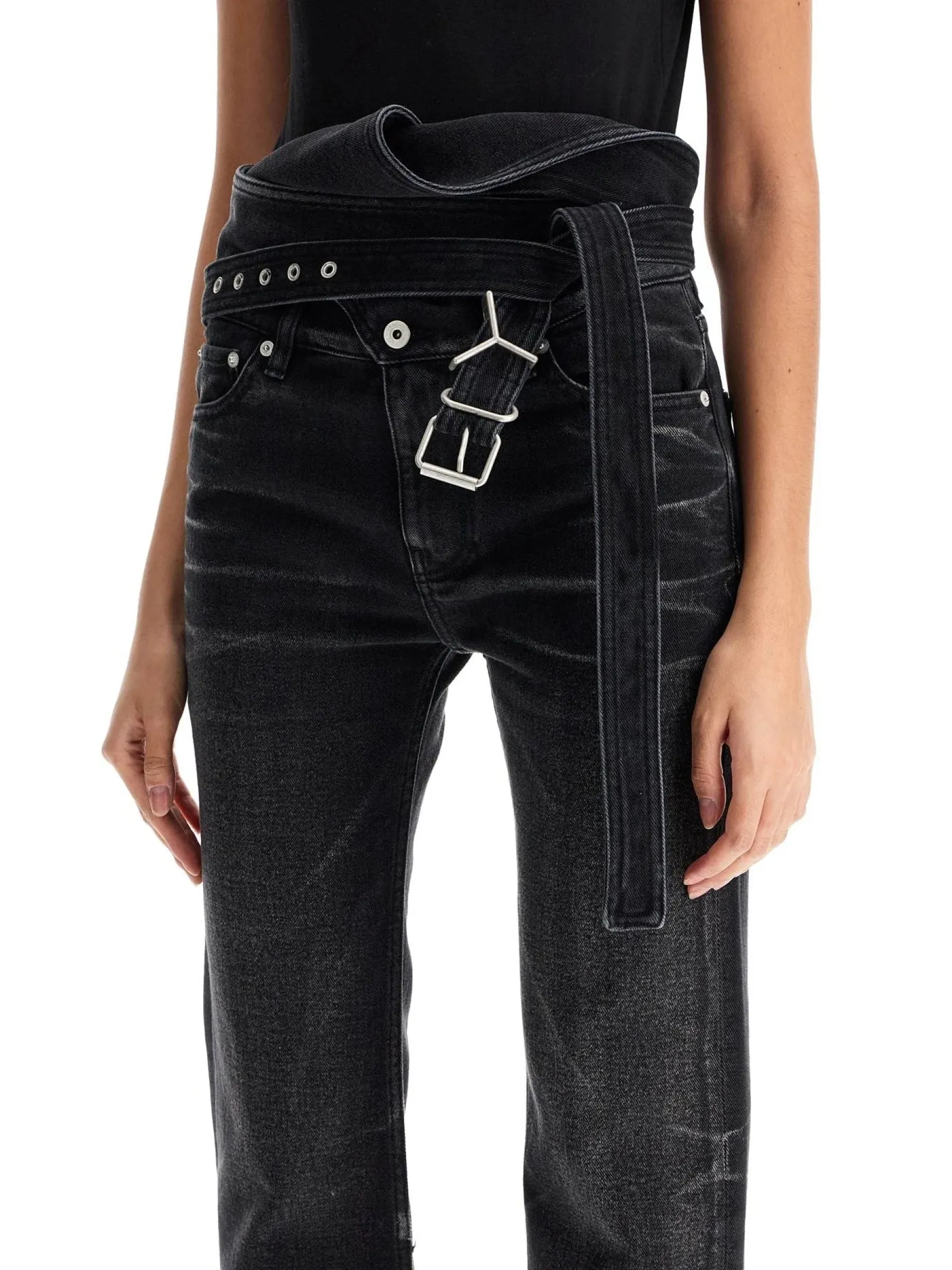Criss-Cross Bootcut Denim Jeans