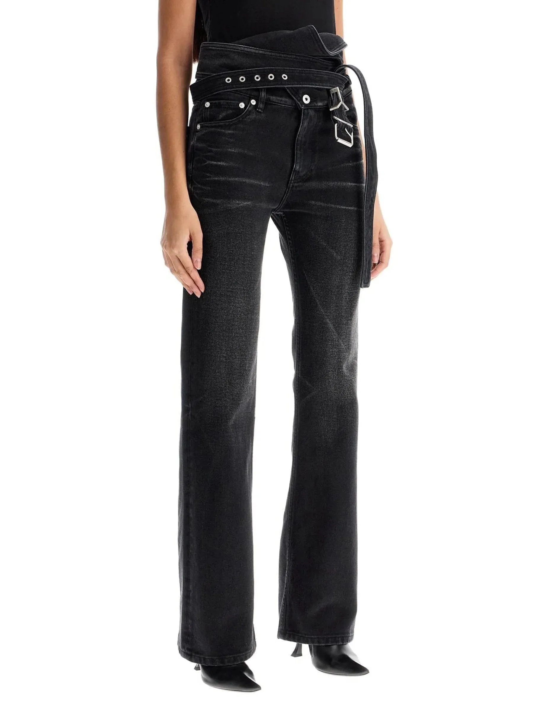 Criss-Cross Bootcut Denim Jeans